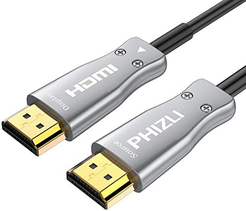 Fiber Optic HDMI Cable 50ft 4K HDR 60Hz,Phizli Fiber HDMI Support 2.0b Premium High-Speed Slim and Flexible 18Gbps 3D 4:4:4/4:2:2/4:2:0 Suitable for Apple TV, HDTV, Roku TV Box, Playstation 4 PS3,Xbox