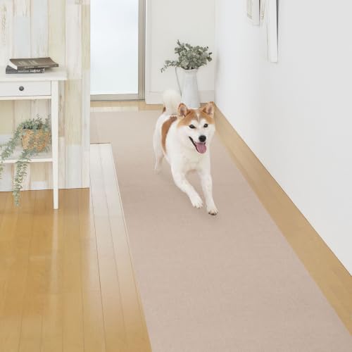 サンコー 廊下敷き マット カーペット はっ水 消臭 日本製 おくだけ吸着 ロングマット 60×200cm ベージュ KP-37