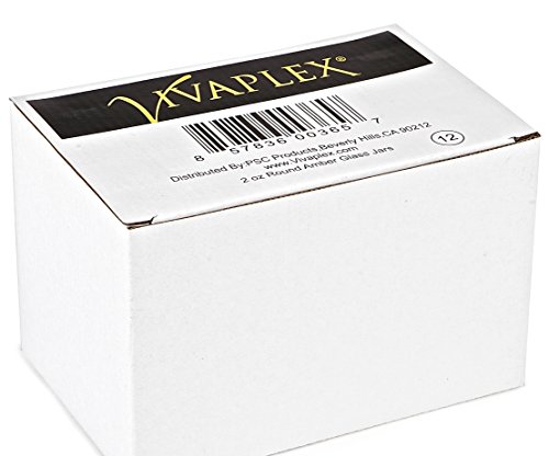 Vivaplex, 12, Amber, 2 oz, Round Glass Jars, with Inner Liners and black Lids