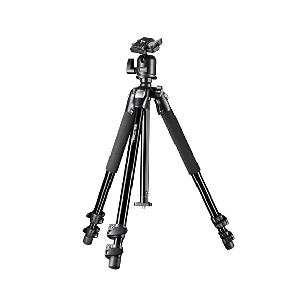 Mantona Basic Scout Makro Fotostativ, Kamerastativ bis 153cm, ideal für Makro durch umkehrbare + 2. kurze Mittelsäule…