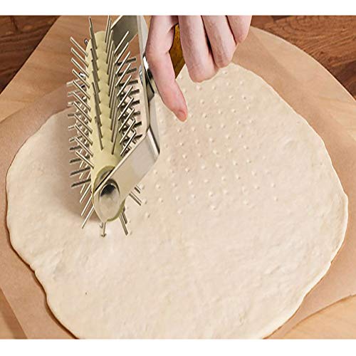 Pizza Hole Puncher,Stainless Steel Cake Pie Pizza Cookies Bread Pastry Dough Docker Needle Roller Wheel Hole Punch Baking Tool - Thumbnail 3