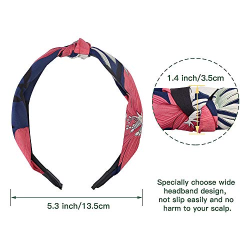 10 PCs Hingwah Wide Headbands Cotton and Chiffon Hair Band, Yoga Top Knot Headwrap Turban Hair Hoop - Fashion Floral Elastic Hair Accessories for Women Girls