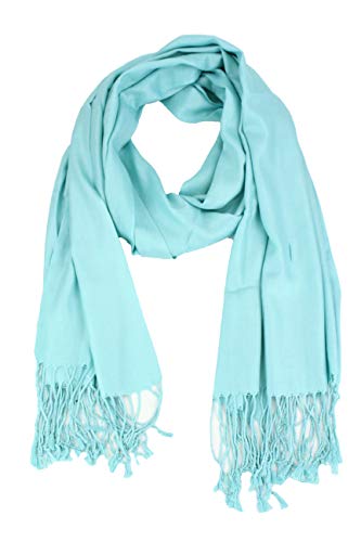 PASKMLNA Large Solid Color Pashmina Shawl Wrap Scarf 80" X 27" (#26Aqua)