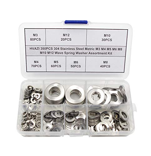 HVAZI 350PCS Metric M3 M4 M5 M6 M8 M10 M12 304