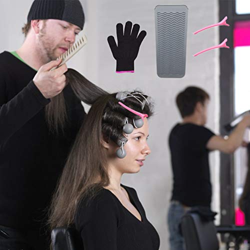 Heat Resistant Mat Pouch, Heat Resistant Glove and Hair Clips for Curling Irons, Hair Straightener, Flat Irons and Hair Styling Tools 11.5" x 6", Food Grade Silicone, Gray - Thumbnail 2