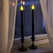 Mr. Light Pair of Black Spooky Tapers with Dark Holders and Built-in Timers, 10.25 Inch
