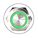 API-ELE [3 year warranty] 22mm Latching Push Button Switch 12V Angel Eye LED Waterproof Stainless Steel Round Metal Self-locking Latching 7/8'' 1NO 1NC (Green) r