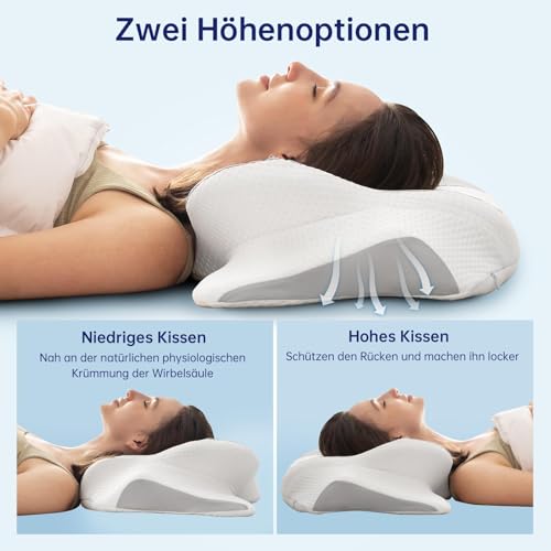 Uniency Orthopaedic Pillow with Memory Foam, Anti-Snoring Pillow, Neck Support Pillow, Ergonomic Pillow, Sleeping Pillow for Side Sleepers, Back Sleepers and Stomach Sleepers (Grey)