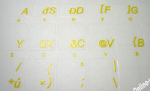 CZECH KEYBOARD STICKERS TRANSPARENT YELLOW LETTERS FOR ANY LAPTOP COMPUTER PC DESKTOP NOTEBOOK