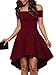 YOINS Women Summer Dress Off Shoulder Short Sleeve Skater Party Cocktail Dresses Wine Red L