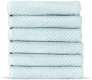 Chortex Honeycomb%100 Turkish Cotton Hand Towel, Set of 6 (Duck Egg)