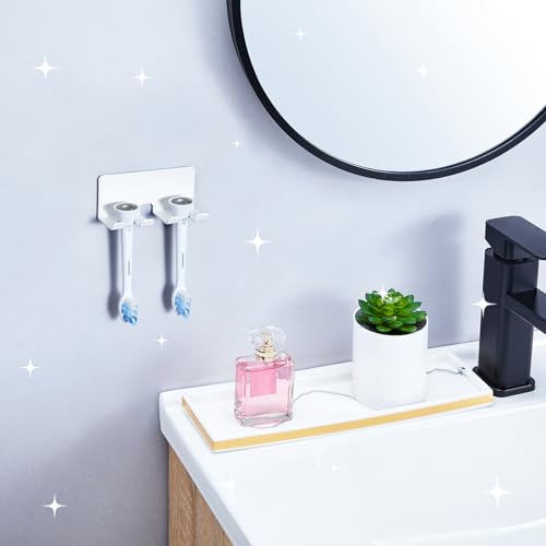 GGQ Electric Toothbrush Holder - Wall Mounted Toothbrush Holder in Holder Electric Toothbrush Heads Without Drilling for Bathroom Toothbrush Holder Self-Adhesive (White, Small)