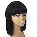 JYL Hair Human Hair Bob Wigs with Bangs Brazilian Yaki Machine Made Glueless Short Wigs Grade 8A (12