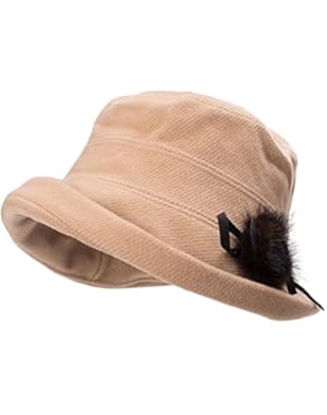 Womens 1920s Twill Woolen Cloche Bucket Winter Hat Cap T298