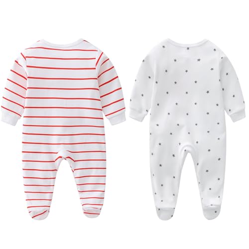 aomomo 2-Pack Baby Clothes Newborn Bodysuits I Love Daddy &Mummy Romper, Cotton Footed Pajamas for Baby Boys and Girls