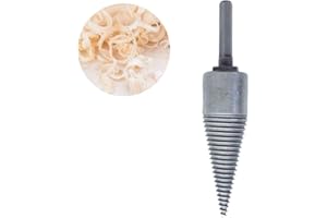 HSOKEW 32mm Firewood Log Splitter Dril, Firewood Log Splitter Drill Bits Heavy Duty Drill Screw Cone Driver Portable Wood Cut Tool for Hand Drill Stick (Round +Hex+Square) (Hex Handle+Dill Bit)