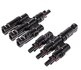 LilyGlory One Female to Three Male (F/MMM) and One Male to Three Female (M/FFF) MC4 Solar Panel Branch Cable Connectors In Pair