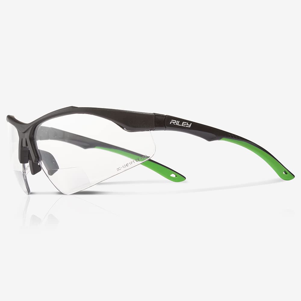 Riley Ready Reader Bifocal Safety Reading Glasses | Wraparound Anti-Fog UV400 Polycarbonate Lens | PPE Eye Protection | +1.00 to +3.0