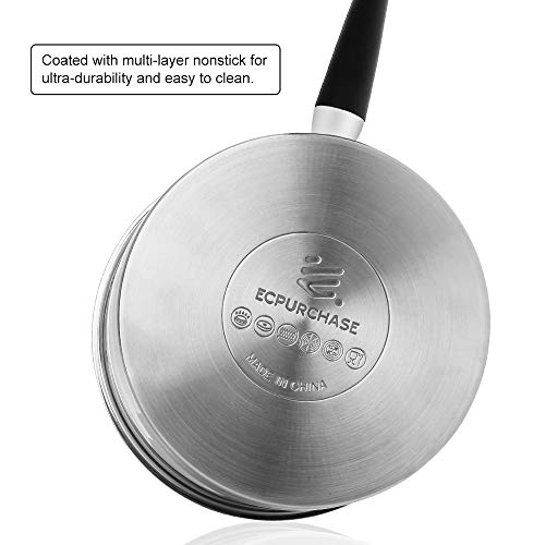ECPURCHASE Nonstick Sauce Pan, Stainless Steel Saucepan, Sauce Pans with Lids, Multipurpose Design for for Home Kitchen or Restaurant, 2.9 Quart/ 2.7 L - Thumbnail 4