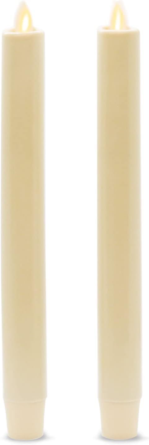 Lighting - Luminara Set of 2 Moving Flame LED Taper (1x9.75), Flameless Candle, Melted Edge, Smooth Wax, Unscented (Ivory)
