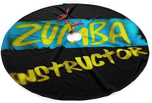 HaSaKa Zumba Instructor Blakc Teal 36 Inch Under Christmas Artificial Tree Skirt Carpet Wood Floor Mat Rugs Protective Cover Themed Round Pad Classic Big Large Xmas Decorations Ornament