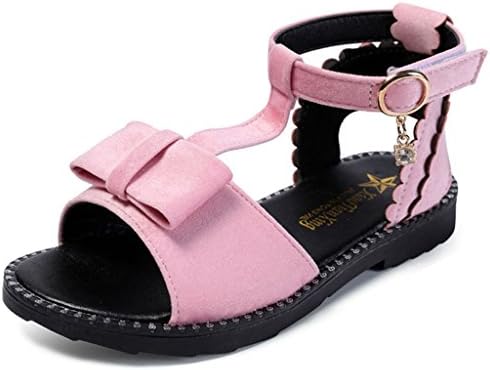 Toddler Little Girls Open Toe Summer Bowknot T-Strap Light Sole Flat Sandal(Toddler/Little Kid)