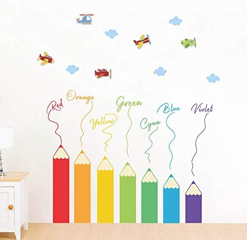 Dingyali 3D Wall Sticker Coloful Pencil Crayon Wall Stickers for Home Decoration PVC DIY Removable Sticker