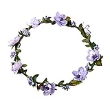 Floral Fall BOHO Headband Flower Crown Festival Wedding Beach Hair Wreath F-01 (Purple)