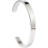 MILAKOO Stainless Steel Open Bangle Bracelet for Women 6mm/8mm Fashion Adjustable Wristband
