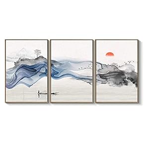 Framed Canvas Wall Art for Living Room, Bedroom Great Abstract Beautiful Landscape Canvas Prints for Home Decoration Ready to Hanging - 16"x24"x3 Panels