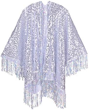Sterling Palace Double Vision 3D Sequin Kimono, Holographic Festival Fashion Shawl for Rave, Club, Beach & Swimwear