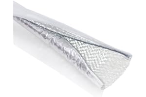 DEGEOBERLIN Fuel Line Sleeve 3/8" I.D. x 39" Self Adhesive Aluminum Heat Shield Heat-Resistant Fuel Line Protector Vapor Lock Insulation for Automotive and Marine Hoses, Wire, Exhaust