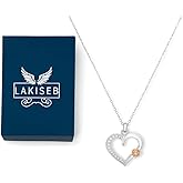 LAKISEB 925 Sterling Silver Heart Pendant Necklace with Champagne CZ – Adjustable 16–18", Nickel-Free, Gift Boxed Jewelry for Women
