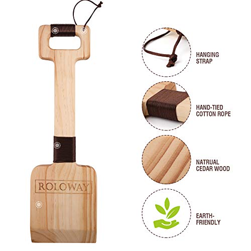 ROLOWAY Cedar Wood Grill Scraper, Wooden Grill Cleaner Scraper, Grill Brush Wood BBQ Scraper, Natural/Safe/Bristle-Free Wooden Barbecue Grill Grate Cleaner with Gift Box & 2 Basting Brushes