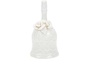 Yardwe Ceramic Hand Bell for Dinner, Decorative White Ring Bell for Home, Restaurant, Bar, Wedding, and Party Use, 5.51 X 2.95 X 2.95 Inches
