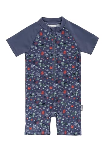 Sterntaler Schwimmanzug Unterwasser – Badebekleidung für Jungen – Einteiler Kurzarm – UV-Schutz 50+ Schwimmanzug mit Windeleinsatz bis Größe 86/92 – Baby und Kinder Bademode – Farbe blau, Größe 104