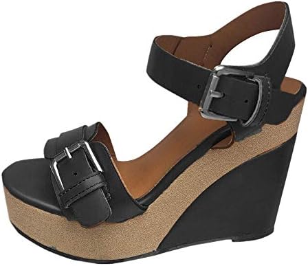 Women's Wedge Sandals Summer Buckle Strap Open Toe Platform High Heels Ankle Strap Pumps Shoes