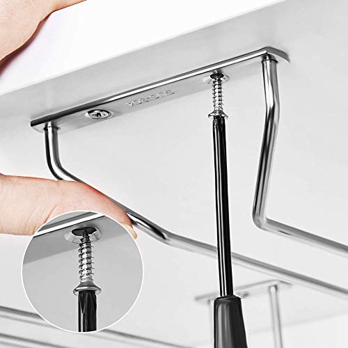 FOMANSH Wine Glass Rack - Under Cabinet Stemware Rack Glasses Storage Holder Metal Organizer for Bar Kitchen