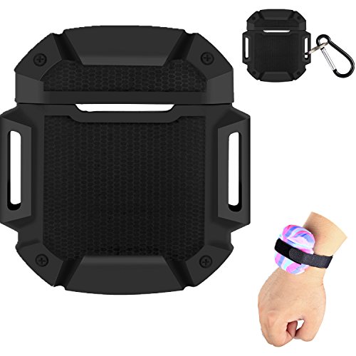 Lwsengme Premium Quality Shock Resistant Silicone Case Airpods Cover for Apple AirPods (Sport-Black)