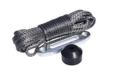 1/4" 50ft ATV Synthetic Winch Rope add 4500lbs Hawse Fairlead add Winch Stopper,Boat Winch Cable,Winch Line,Off Road Rope (Grey)