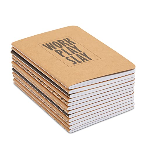 12 Pack Kraft Paper Motivational Notebooks, Bulk Set Lined A6