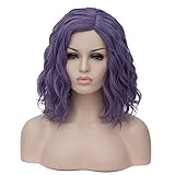 Mildiso Purple Wig Short Wavy Curly Hair Wigs For Women Pastel Colored Cosplay Party Wig with Cap M056PR