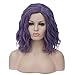 Mildiso Purple Wig Short Wavy Curly Hair Wigs For Women Pastel Colored Cosplay Party Wig with Cap M056PR