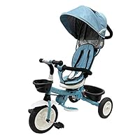 Nadle Blue Steer and Stroll Kids Trike for 2 Years Old 4 in 1 Up to 55Lb, 10-inch Wheels