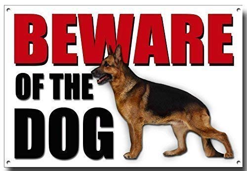 ALSATIAN' BEWARE OF THE DOG metal security warning sign with enamelled finish.