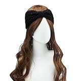 Tenworld Women Winter Warm Headband Hollow Out Woolen Yarn Woven Hairband