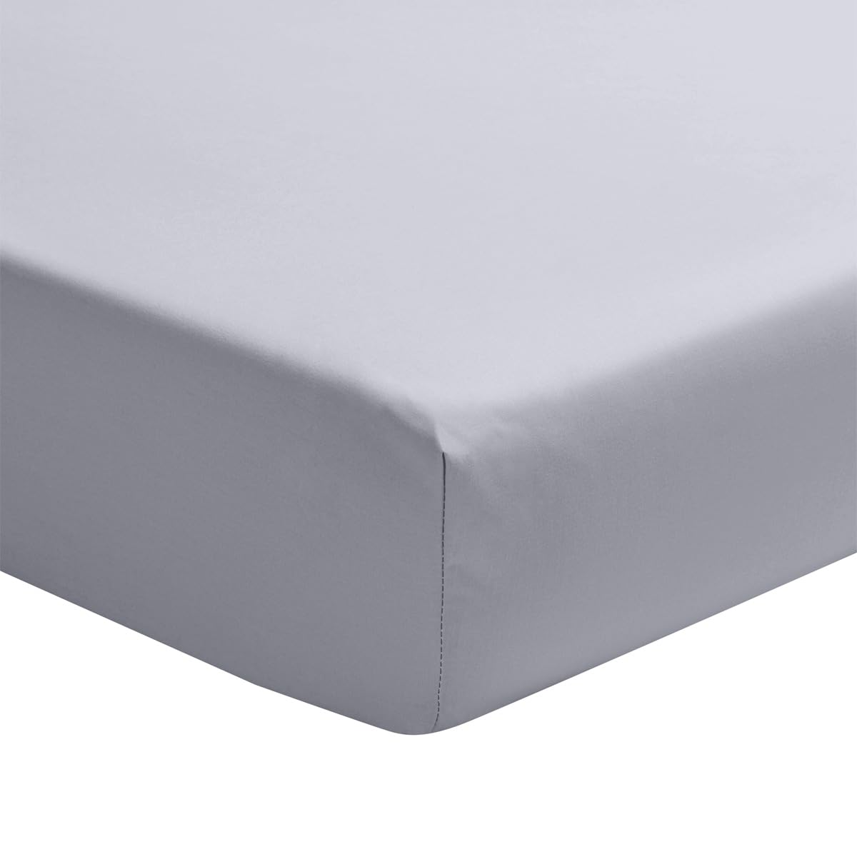 Essix Cotton Satin Fitted Sheet, Palazzo, Silver, 140 x 190 cm