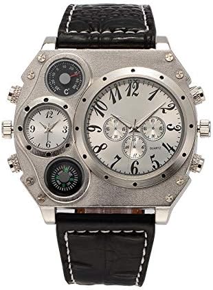 KCDE Watch Men Compass Thermometer Double Movement Multi-Time Zone