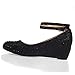 V-Luxury Womens 36-BOBBY12 Round Toe Med Heel Wedge Pump Shoe, Black Rhinestone