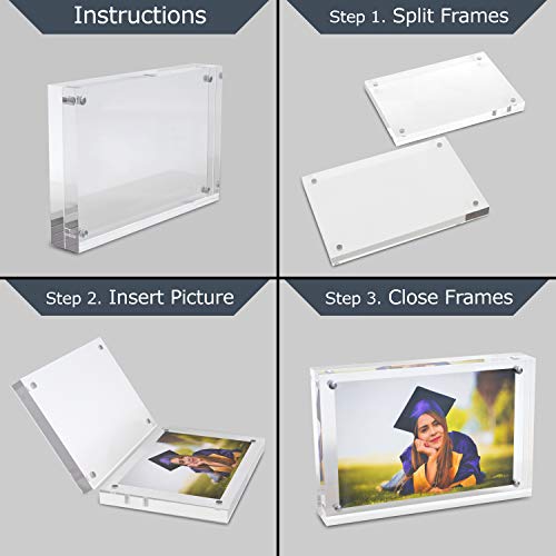 MIRAK Acrylic Picture Frame 5 x 7 with Closure Crystal Memories Double Sided